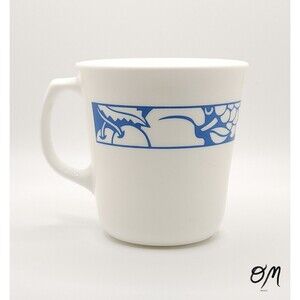 Vtg Corning USA White & Blue Harvest Time Fruit Coffee Mug